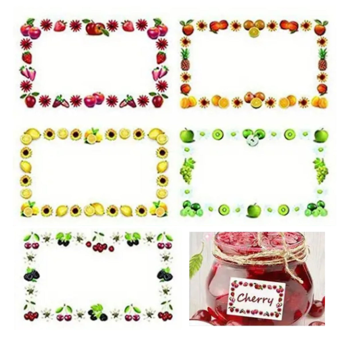Fruit Design Sticker Labels - 50 Pieces