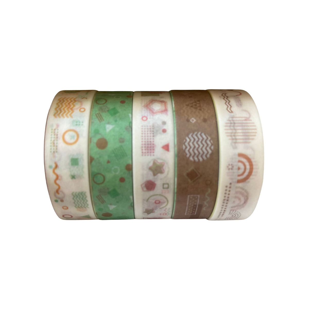 Mini Washi Tape Set Geometric Pattern #2 - 5 Rolls