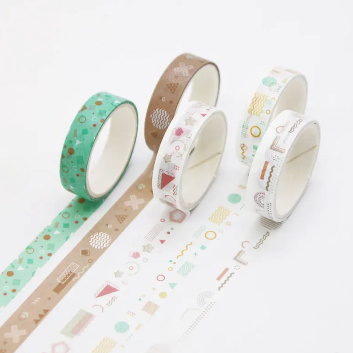 Mini Washi Tape Set Geometric Pattern #2 - 5 Rolls