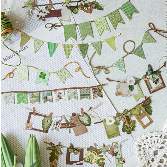Decorative Green Paper Banner Pack - 10 Pieces