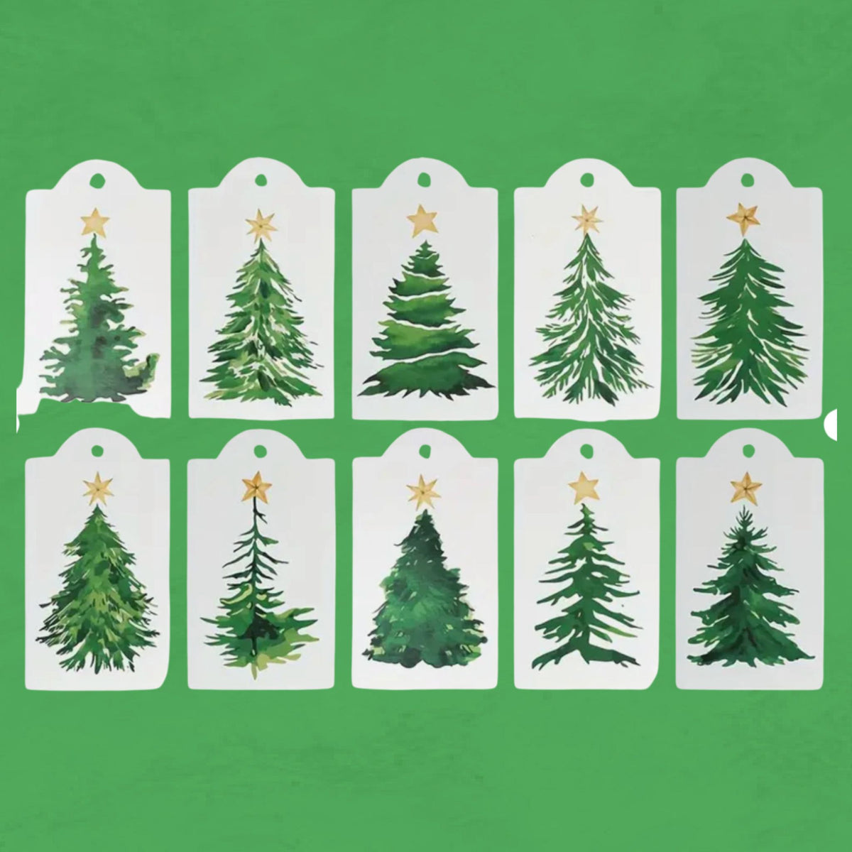 Christmas Tree Design Christmas Gift Card Tags - Set of 10