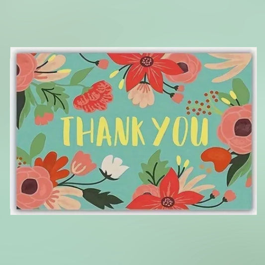 Green Flower Thank You Gift Cards - Set of 25
