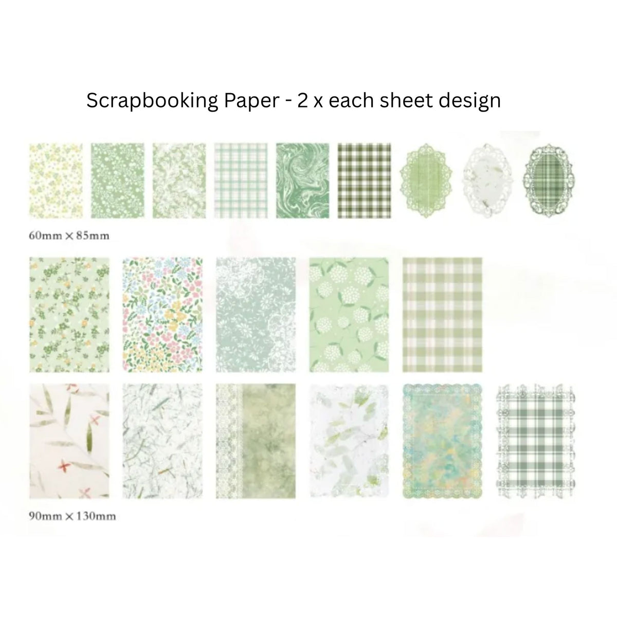 Green Scrapbooking Junk Journal Paper & Sticker Pack- 100 Pieces