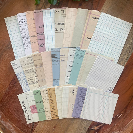Mini Scrapbooking Paper Pack Vintage Lines - 60 Pieces