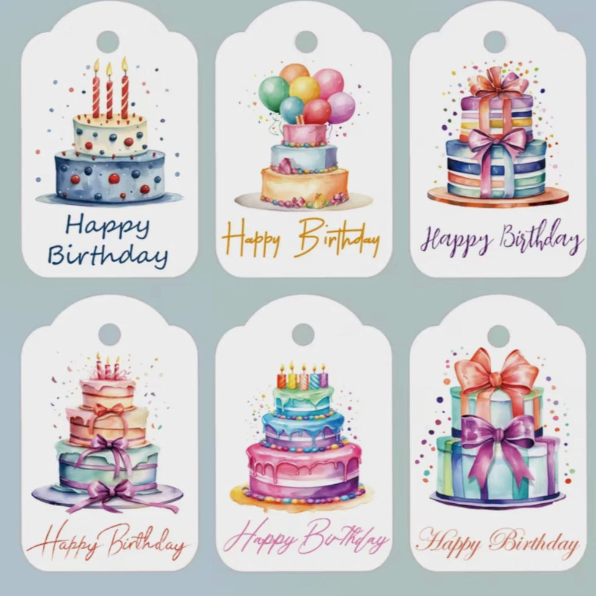 Colourful Birthday Gift Card Tags - Set of 12