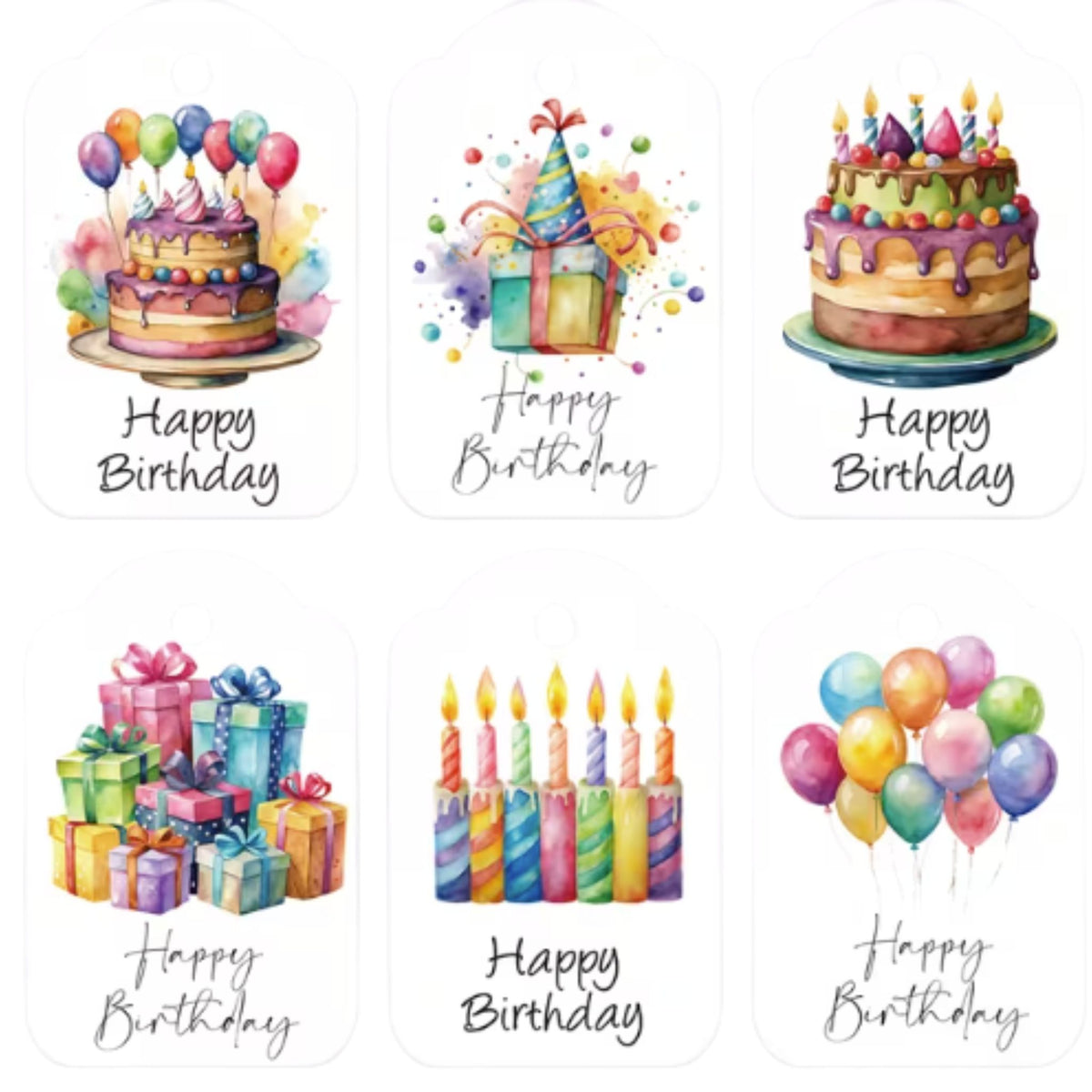 Colourful Birthday Gift Card Tags - Set of 12