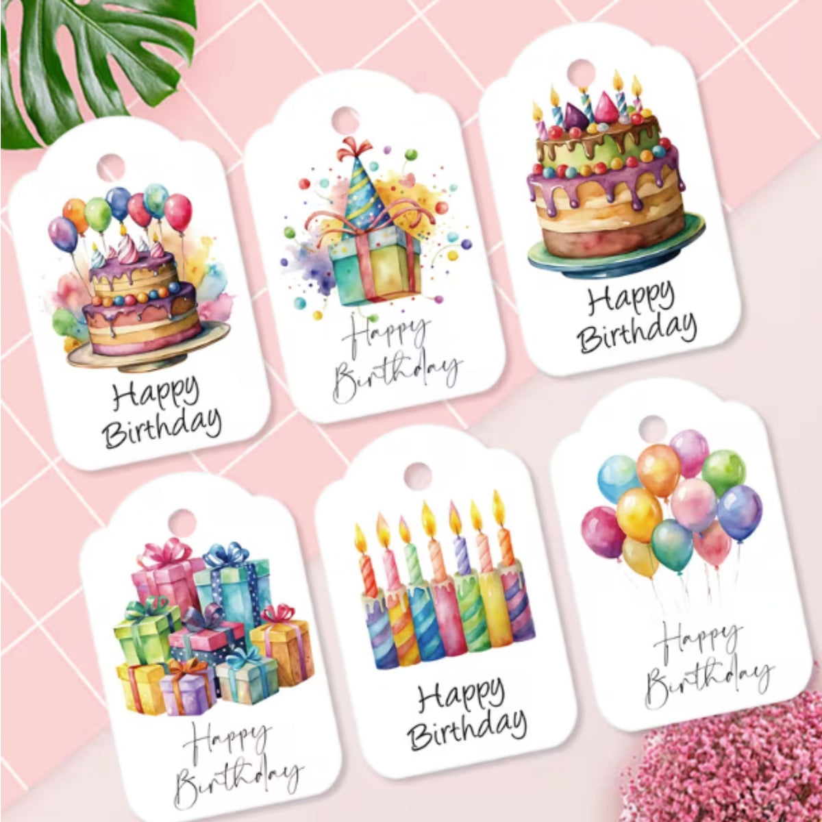 Colourful Birthday Gift Card Tags - Set of 12