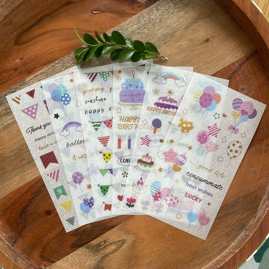 Happy Birthday Washi Stickers - 6 Sheets