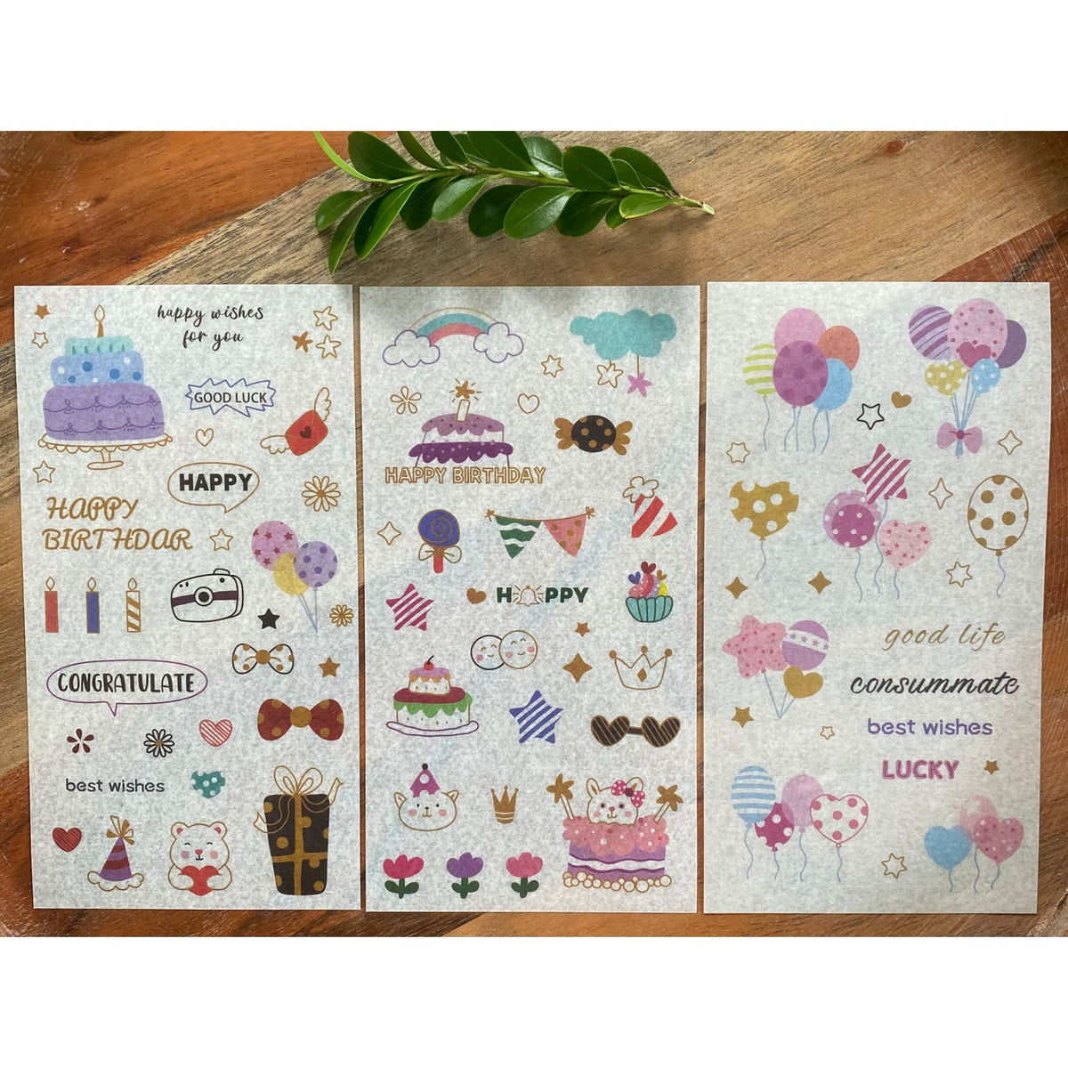 Happy Birthday Washi Stickers - 6 Sheets