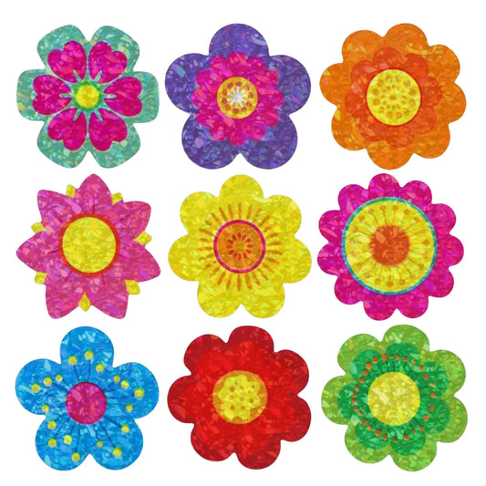 Holographic Flower Stickers - 100 Pieces
