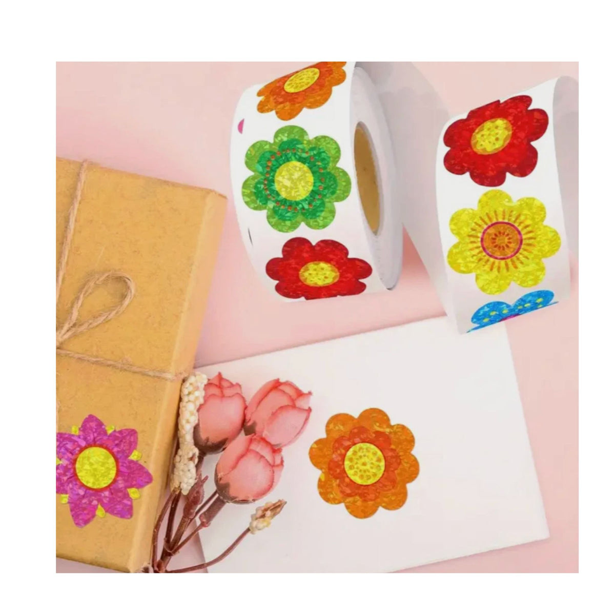 Holographic Flower Stickers - 100 Pieces