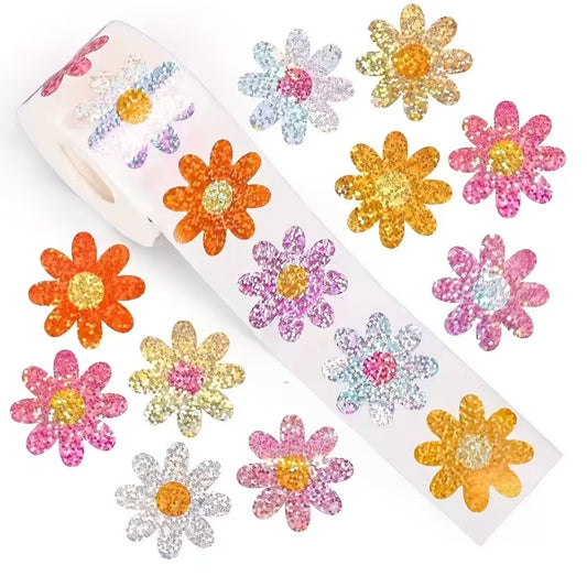 Holographic Flower Stickers - 100 Pieces