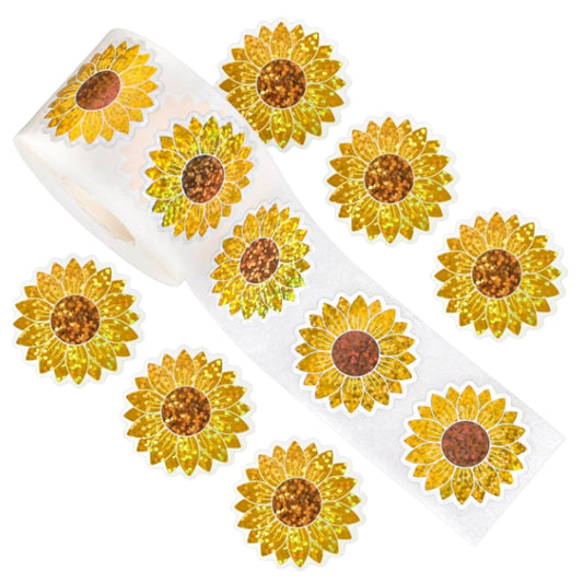 Holographic Sunflower Stickers - 50 Pieces