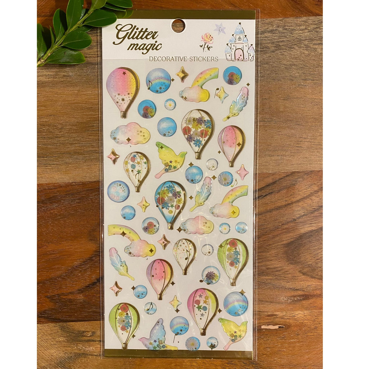 Air Balloon 3D Crystal Puffy Sticker Sheet