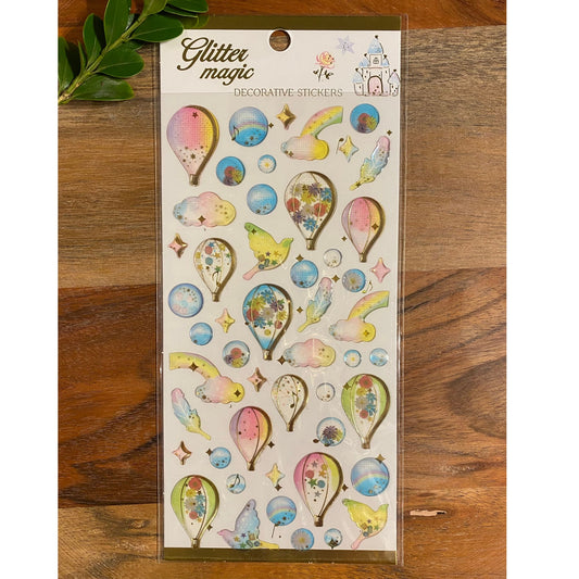 Air Balloon 3D Crystal Puffy Sticker Sheet