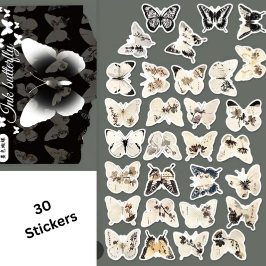 Grey Butterfly Ink Design Stickers