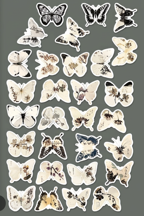 Grey Butterfly Ink Design Stickers
