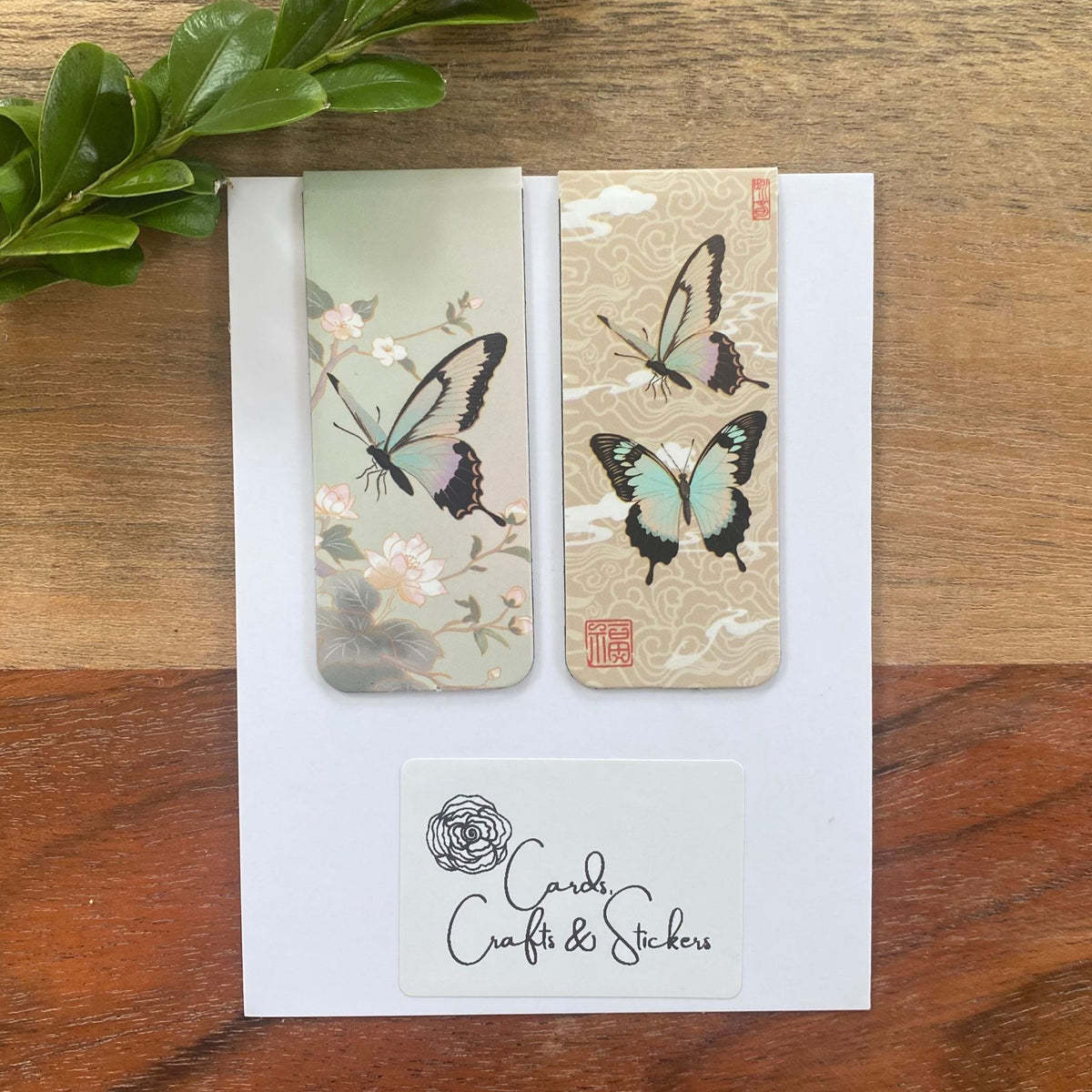 Japanese Butterfly Premium Magnetic Bookmarks - Set of 2