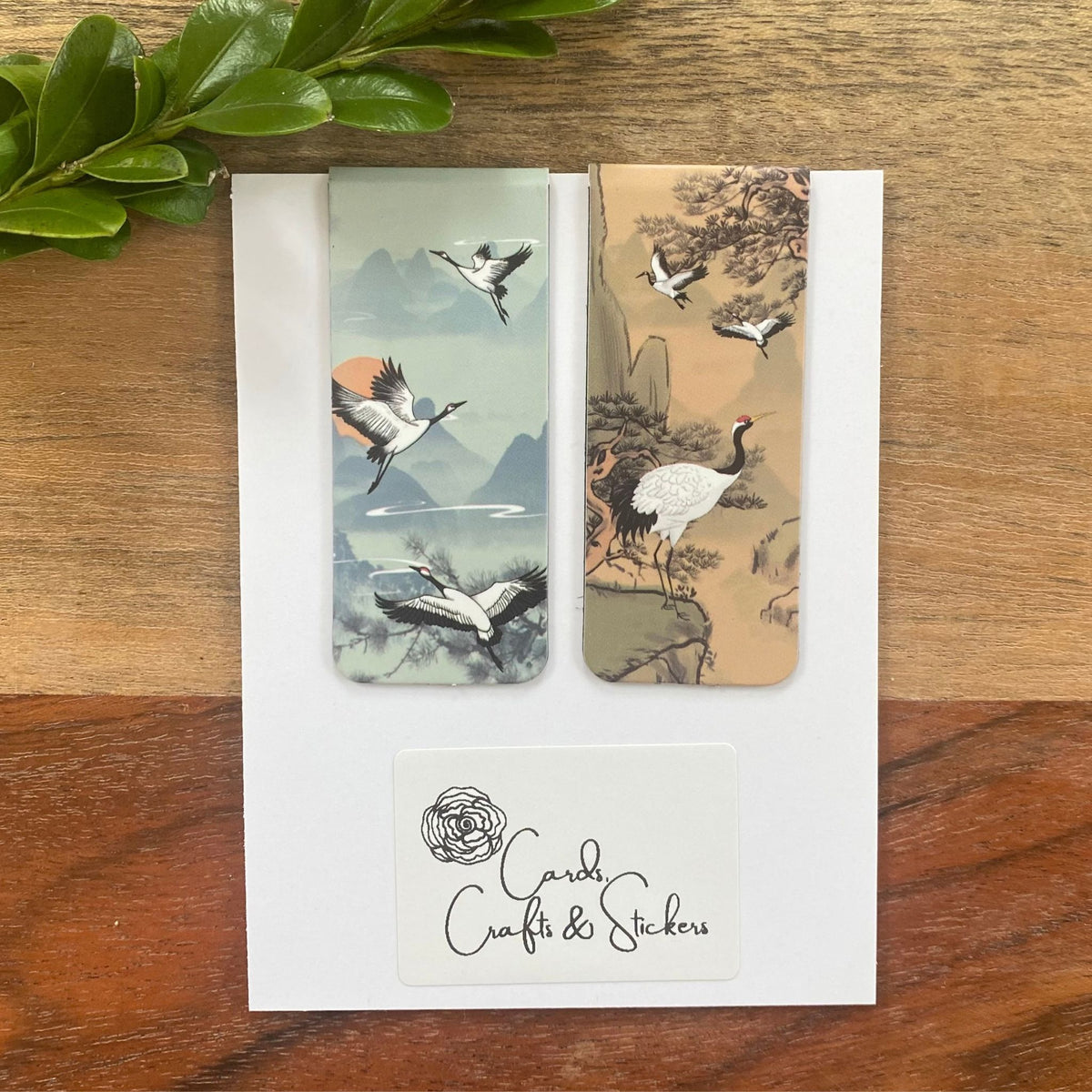 Japanese Crane Premium Magnetic Bookmarks - Set of 2