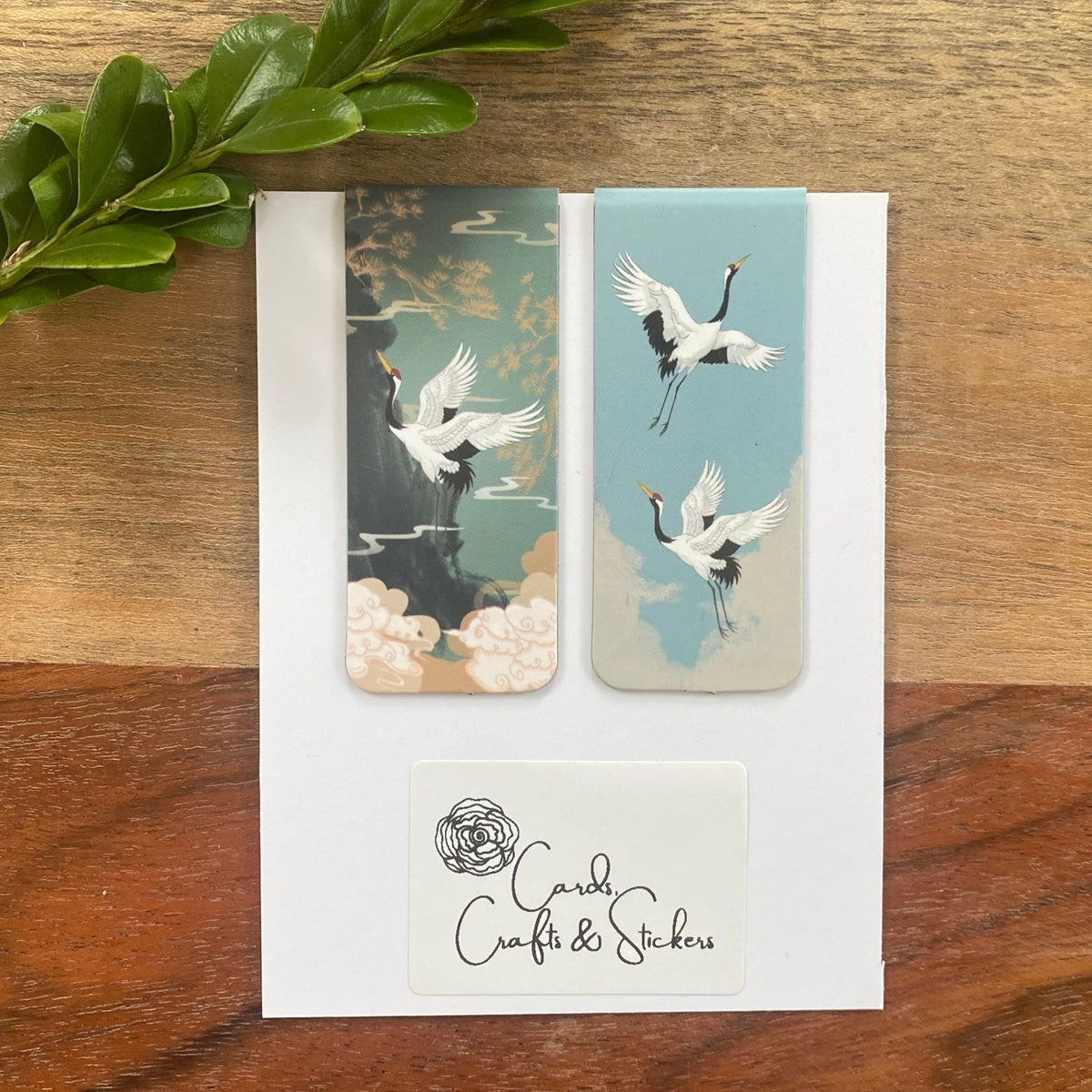 Japanese Crane Premium Magnetic Bookmarks - Set of 2
