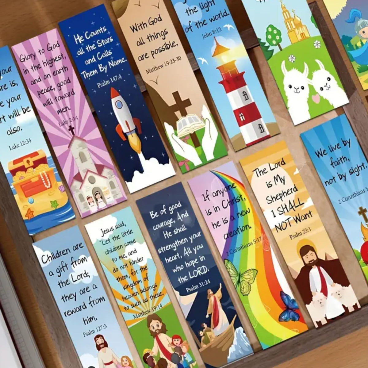 Kids Bible Verse Bookmarks - Set of 5