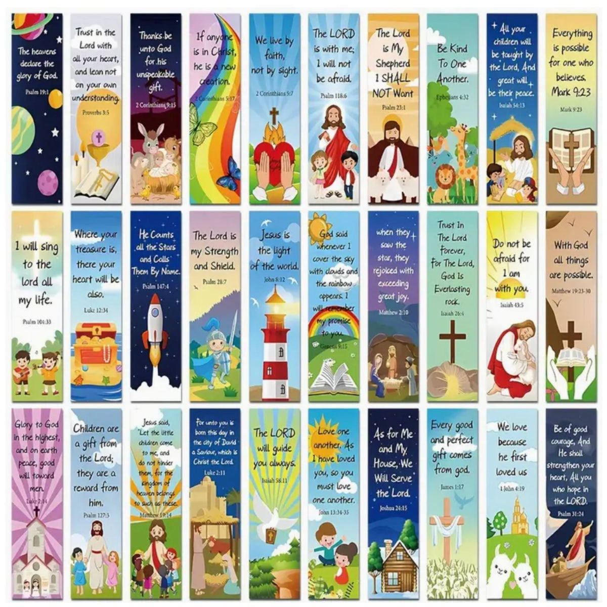 Kids Bible Verse Bookmarks - Set of 5