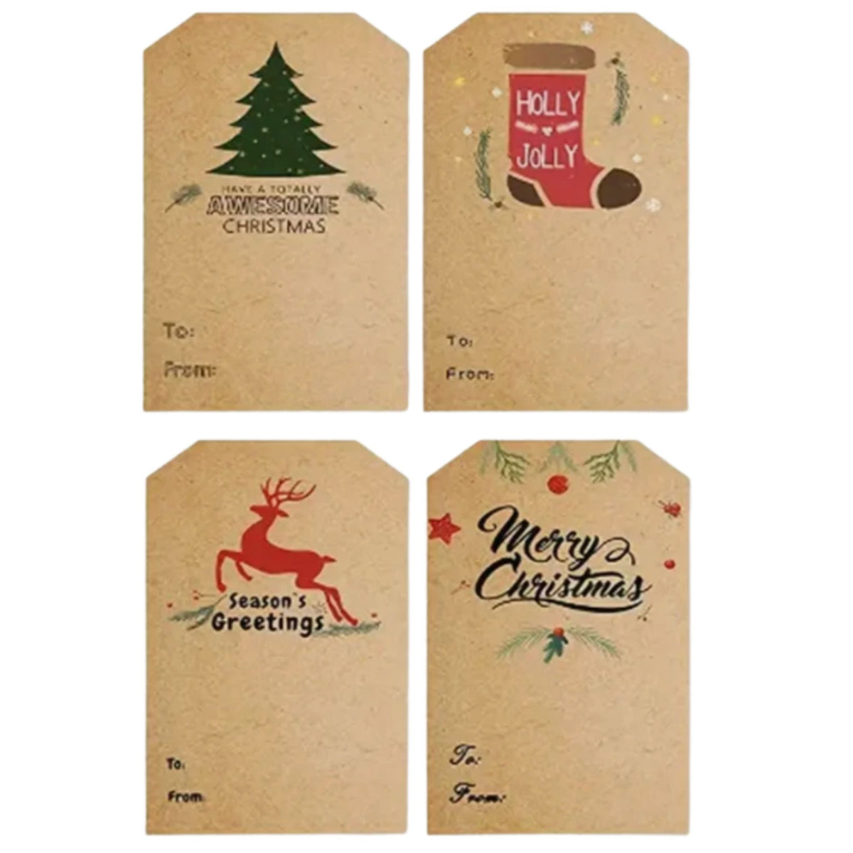 Kraft Christmas Gift Stickers Present Labels - 30 Pieces