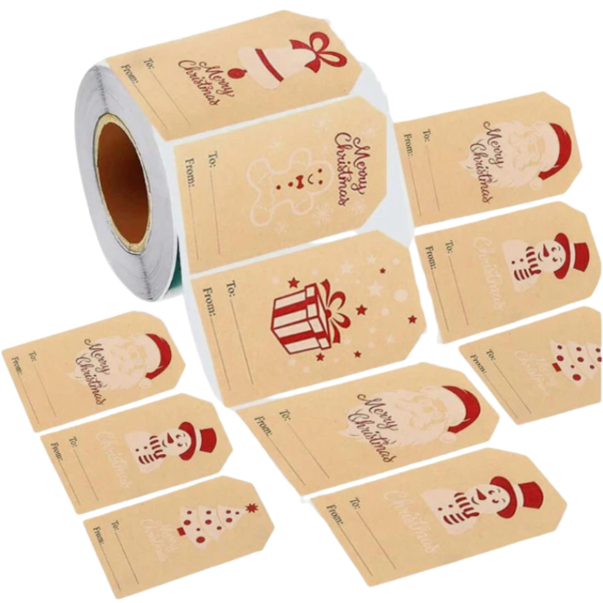 Kraft Christmas Gift Stickers Present Labels - 30 Pieces