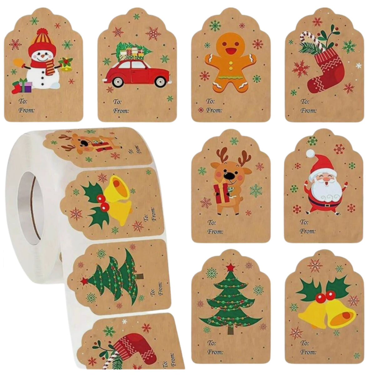 Kraft Christmas Gift Stickers Present Labels - 30 Pieces