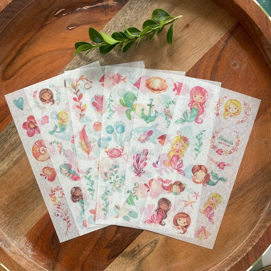 Mermaid Washi Stickers - 6 Sheets