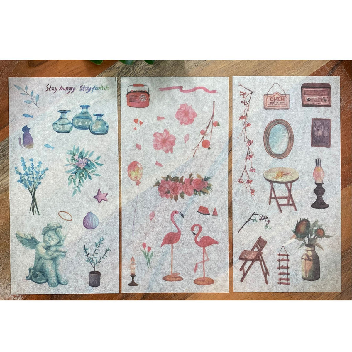 Mixed Design Washi Stickers - 6 Sheets