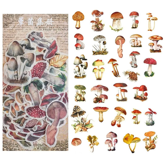 Mushroom Washi Stickers - 60 Pieces