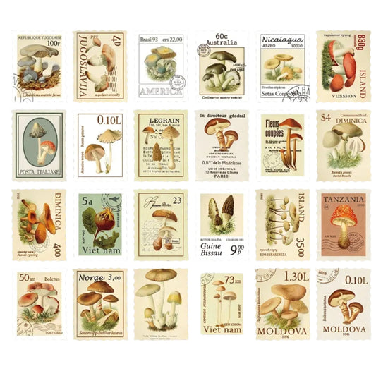 Retro Vintage Mushroom Stamp Stickers