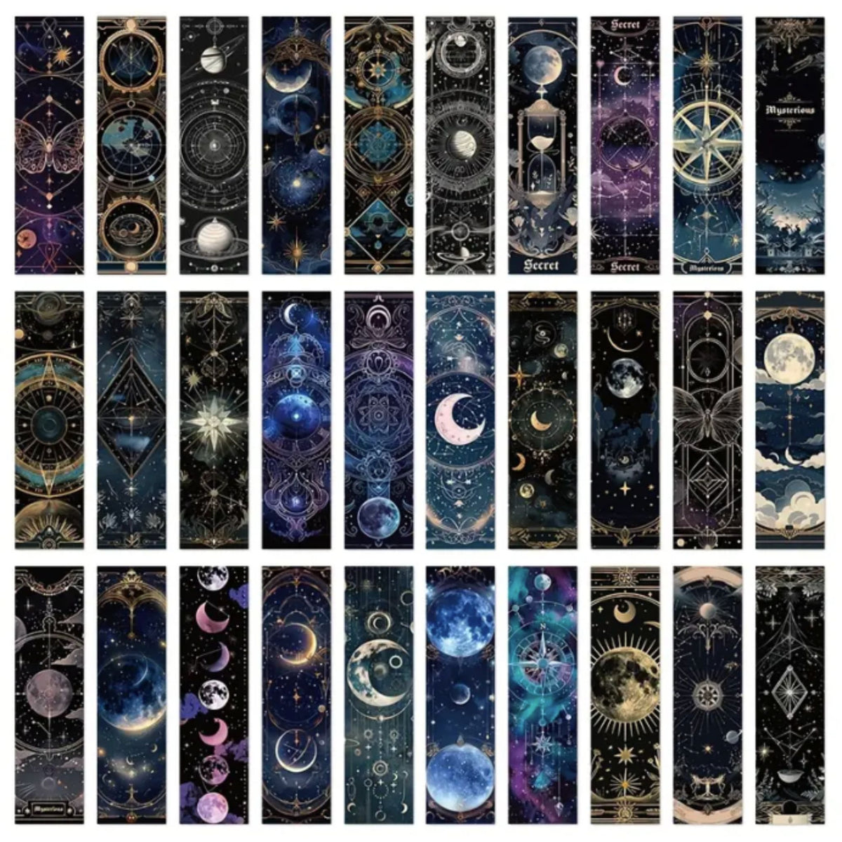 Celestial Mystic Design Bookmarks - Set of 5