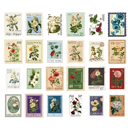 Retro Vintage Flower Stamp Stickers