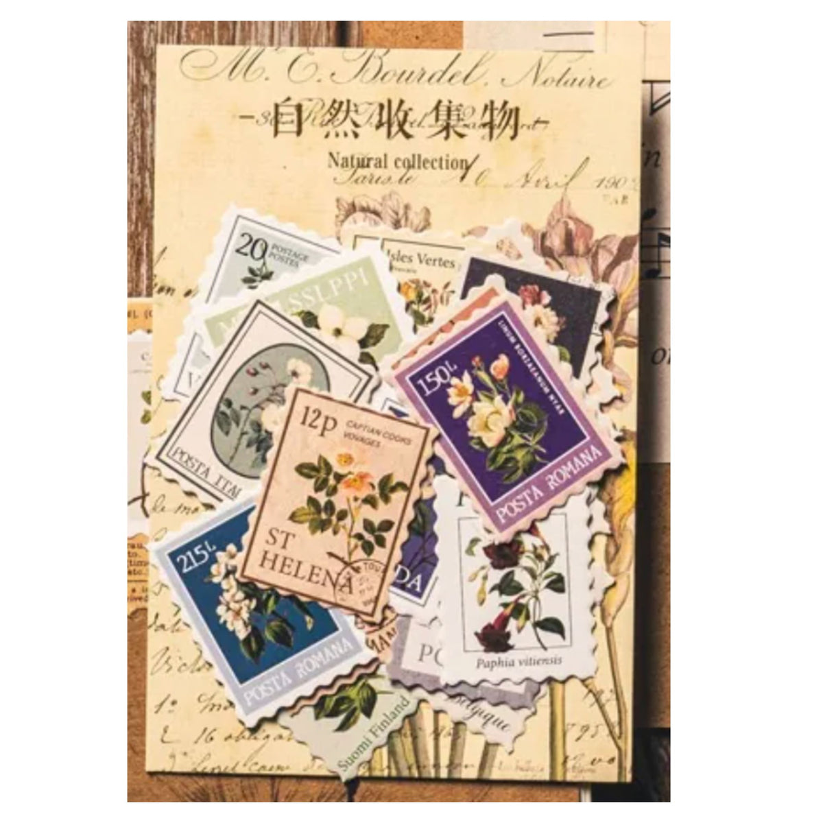 Retro Vintage Flower Stamp Stickers