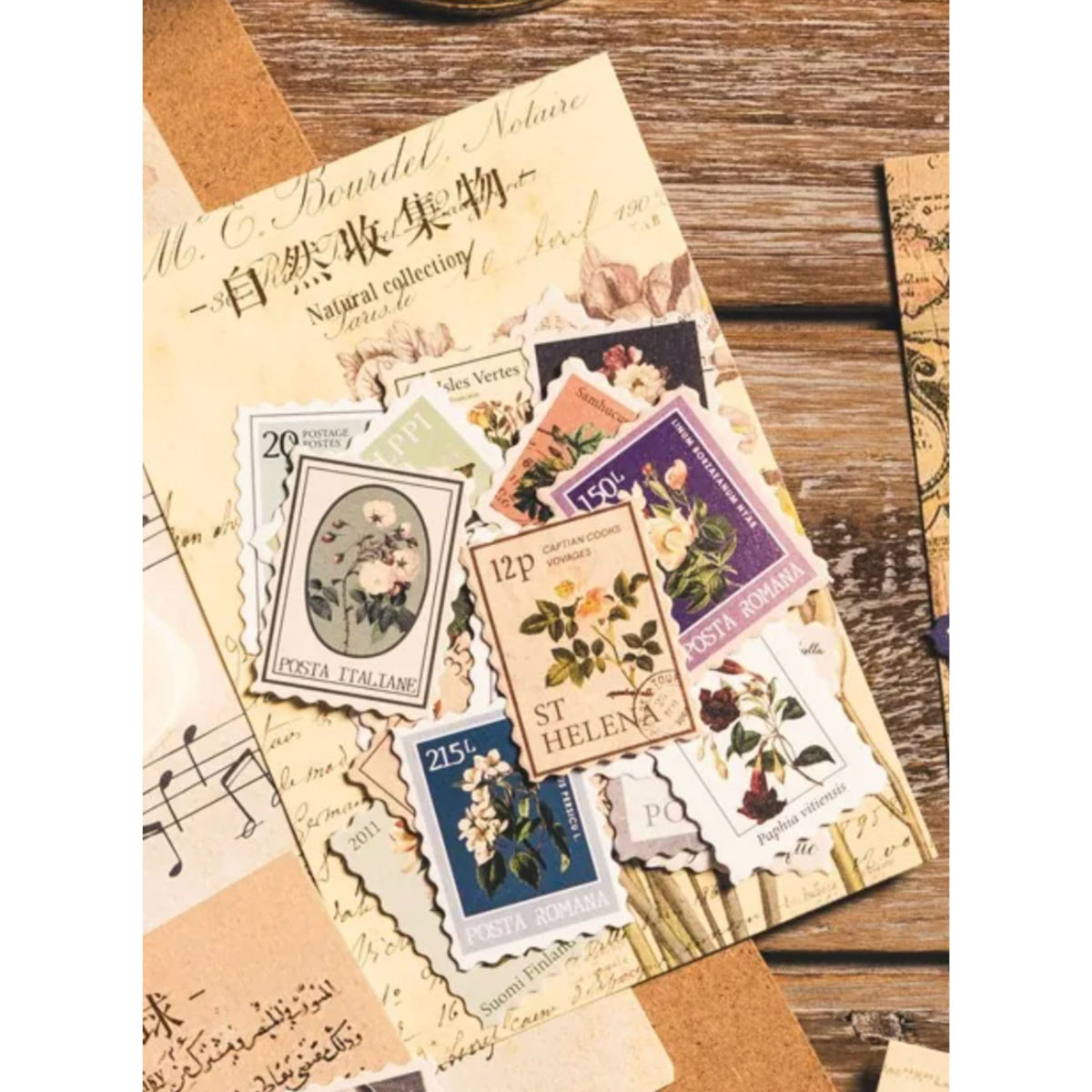 Retro Vintage Flower Stamp Stickers