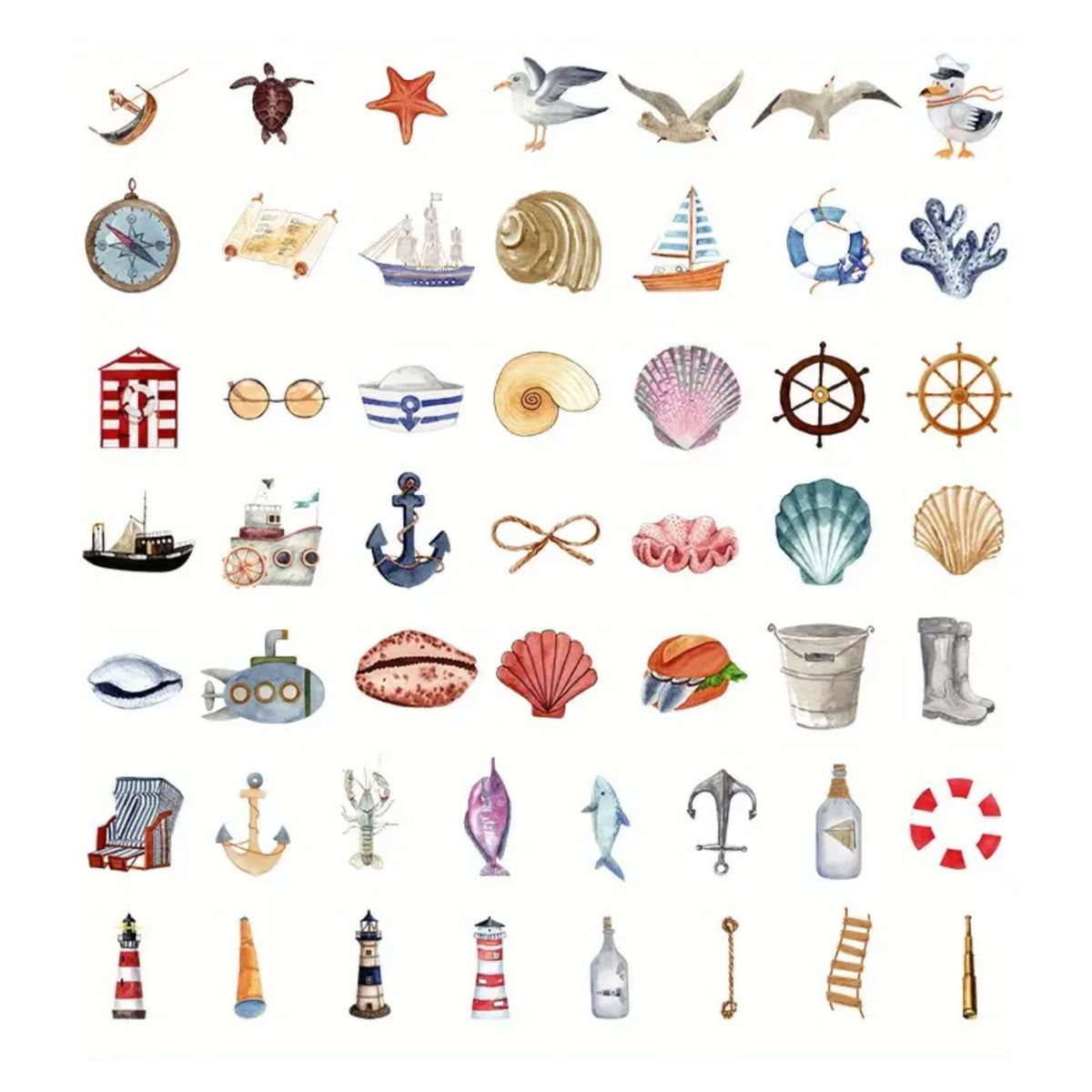 Nautical Boat Stickers - 50 Pieces