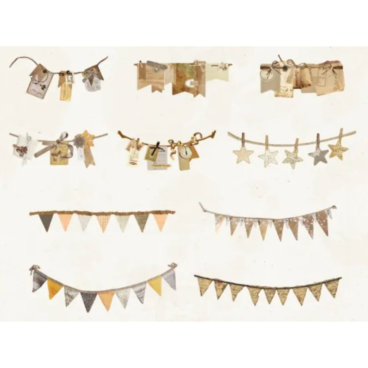 Decorative Neutral Paper Banner Pack - 10 Pieces