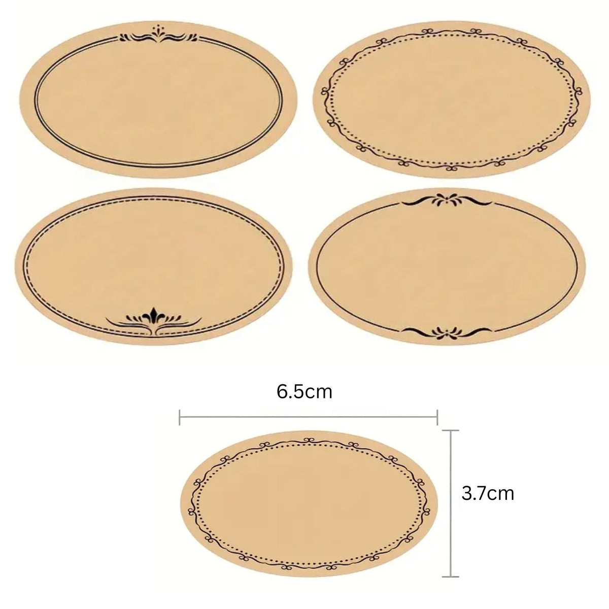 Oval Kraft Sticker Labels - 30 Pieces