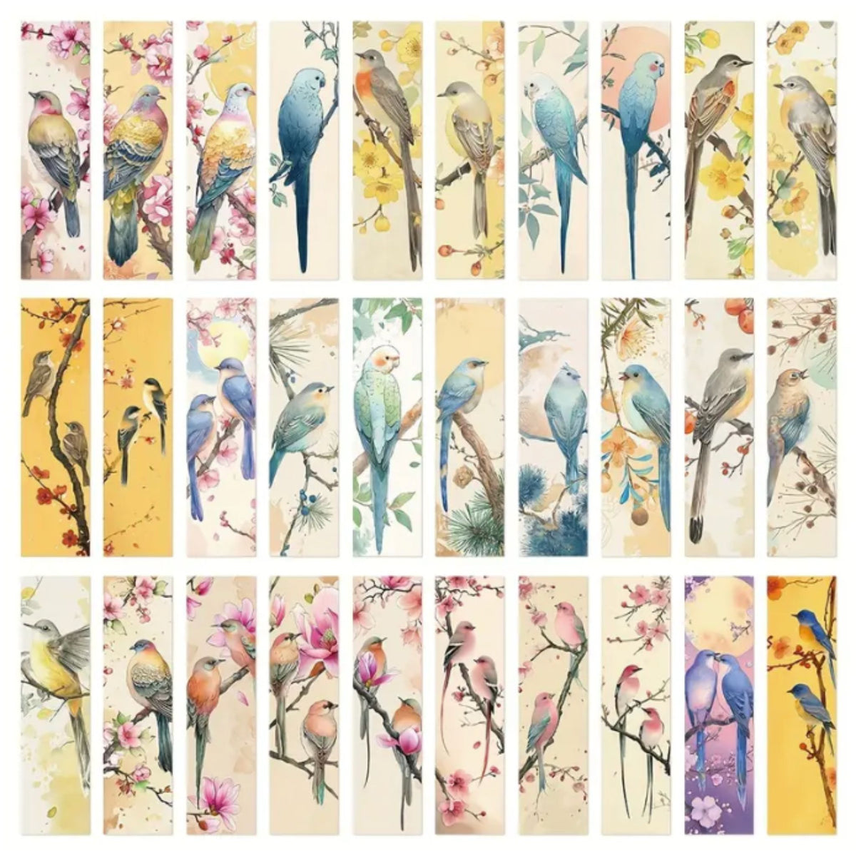 Painted Bird Design Bookmarks - Set of 5