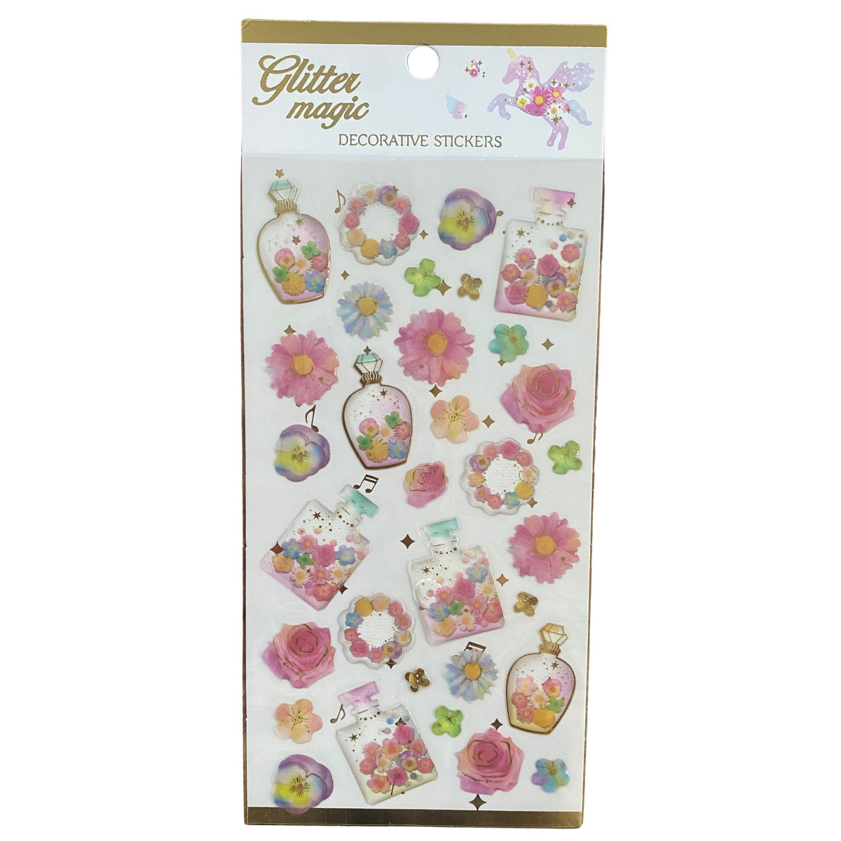 Flower Perfume 3D Crystal Puffy Sticker Sheet
