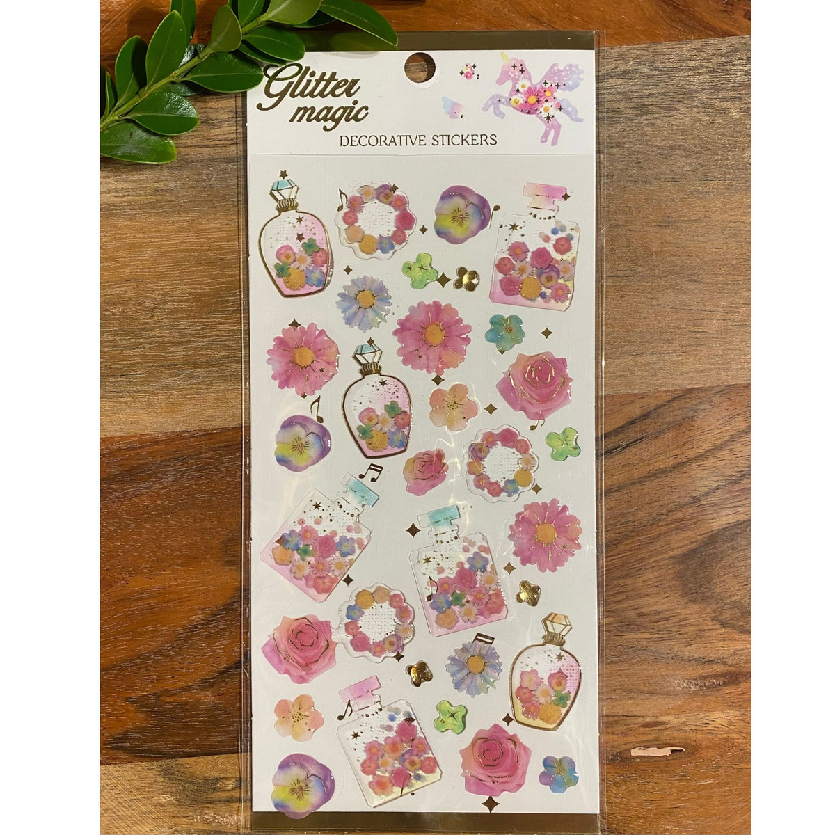 Flower Perfume 3D Crystal Puffy Sticker Sheet