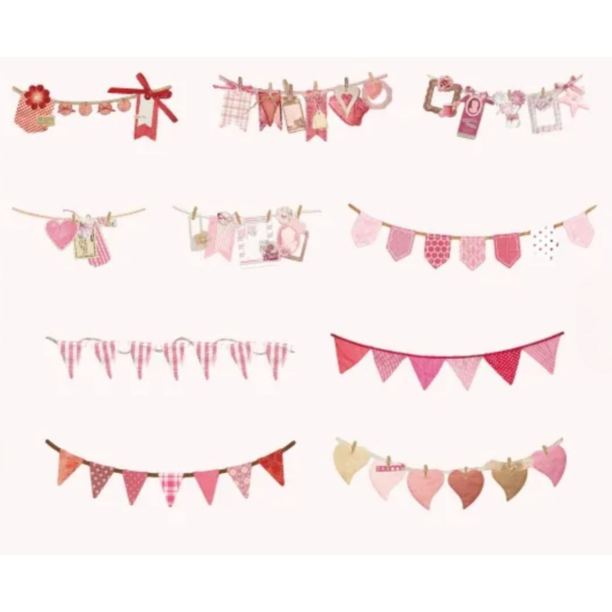 Decorative Pink Paper Banner Pack - 10 Pieces