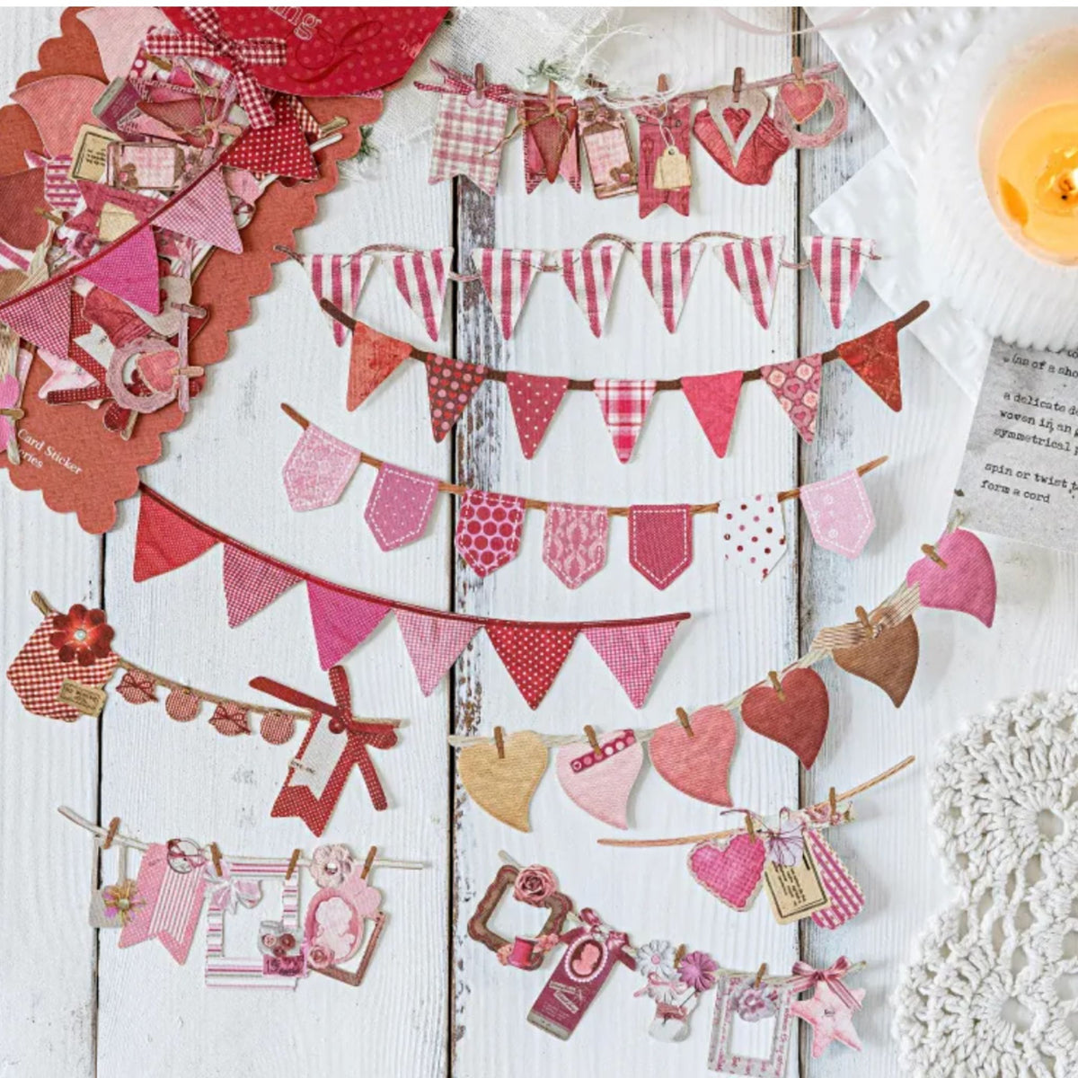 Decorative Pink Paper Banner Pack - 10 Pieces