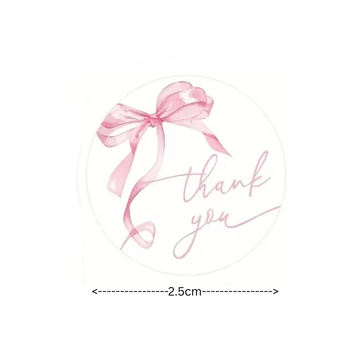 Pink Bow Thank You Stickers - 100 Pieces