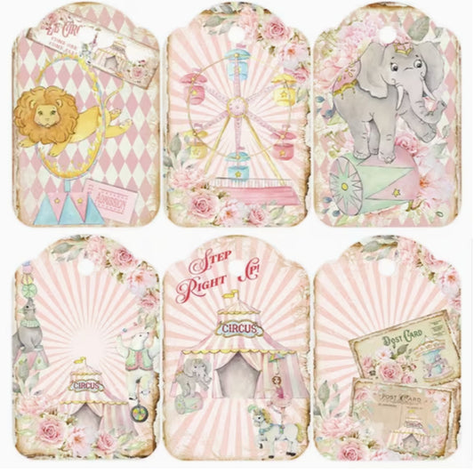 Pink Circus Gift Card Tags - Set of 12