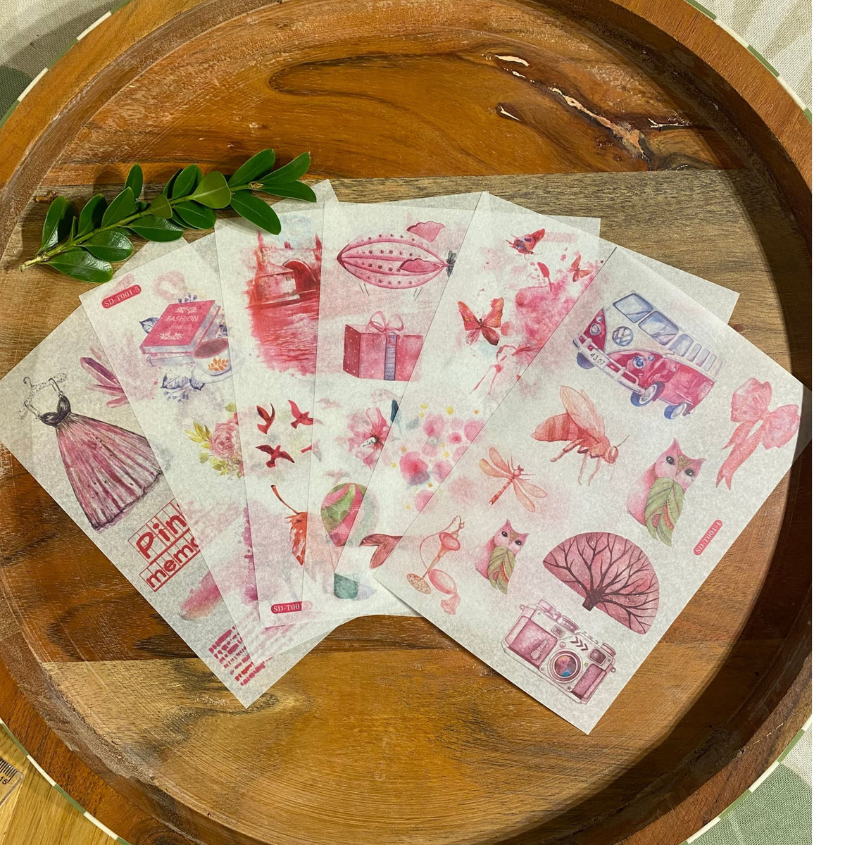 Pink Design Washi Stickers - 6 Sheets