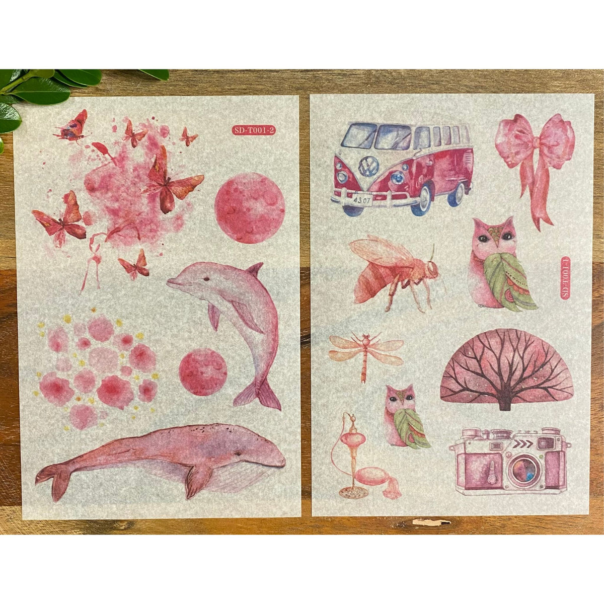 Pink Design Washi Stickers - 6 Sheets