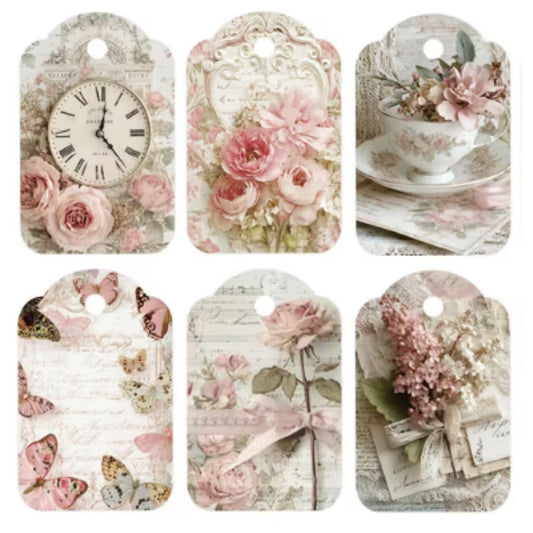 Retro Pink Flower Gift Tags - Set of 12